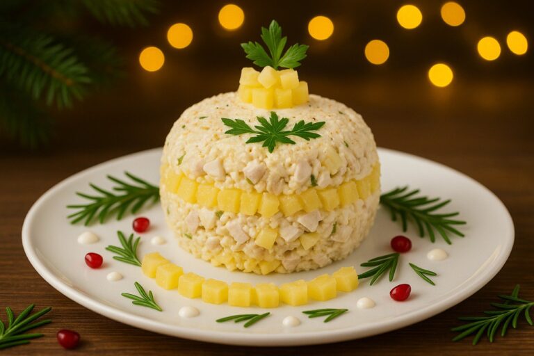 ПП салат с курицей и ананасом — вкусно, празднично и без тяжёлых соусов