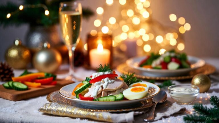 ПП салат с курицей на Новый год — сытно, легко и без майонеза